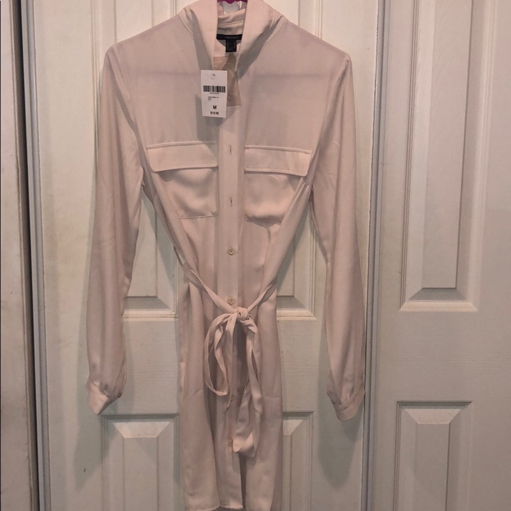 Blush Dress with Buttons and Bow